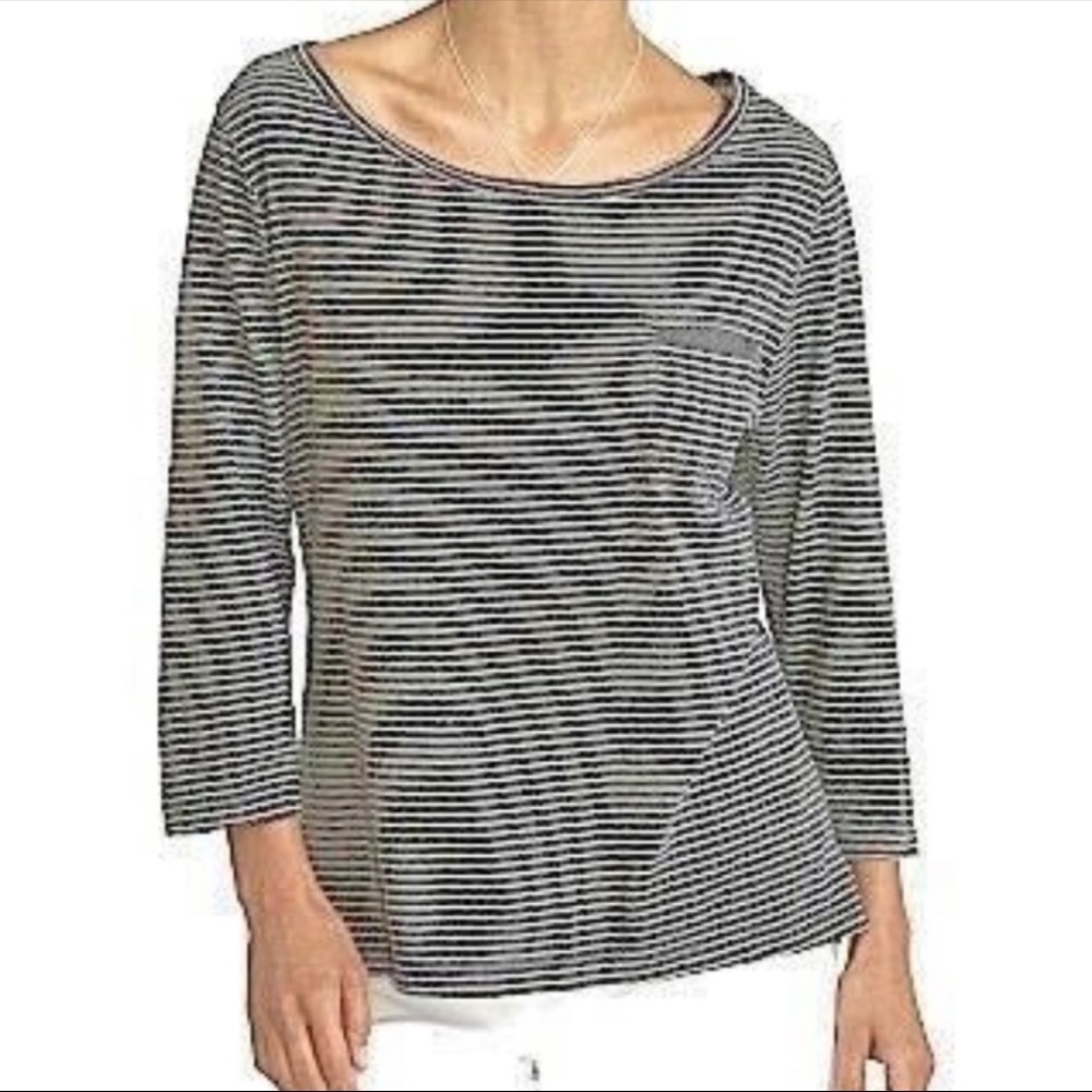NEW Fresh Produce Pinstripe Reflection Top Gray SZ L
